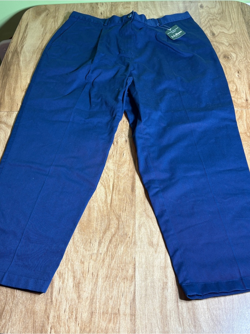 NWT LL Bean Original Fit Wrinkle Resistant Pants Womens 20 Petite Blue 36x28